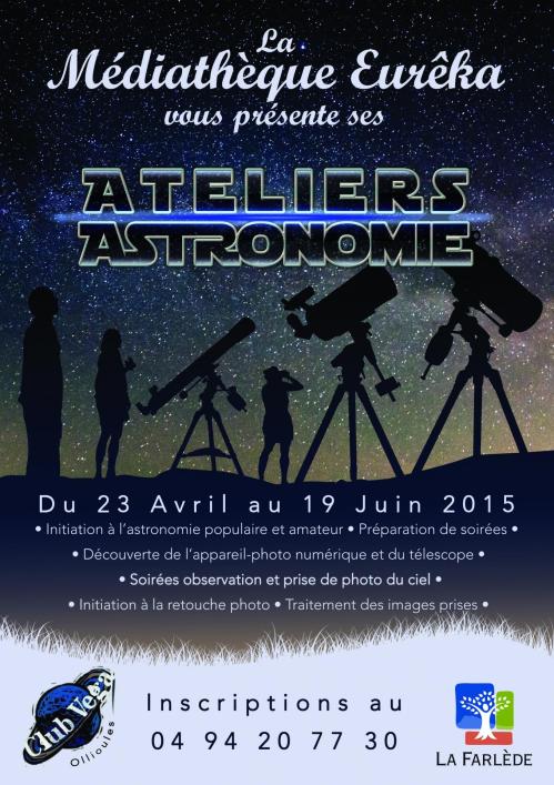 Affiche officielle ateliers d'Astronomie (image médiathèque Eurêka)