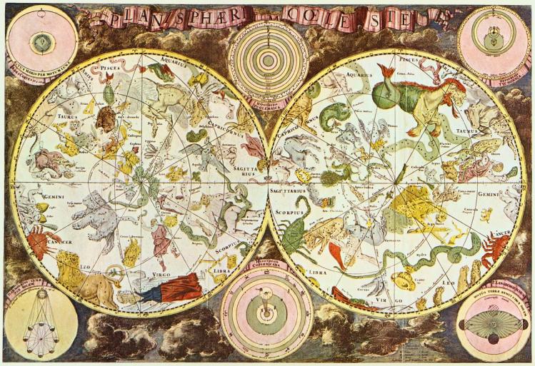 Carte céleste du17ième siècle réalisée par Frederik de Wit (image Anh Tuyet Do)