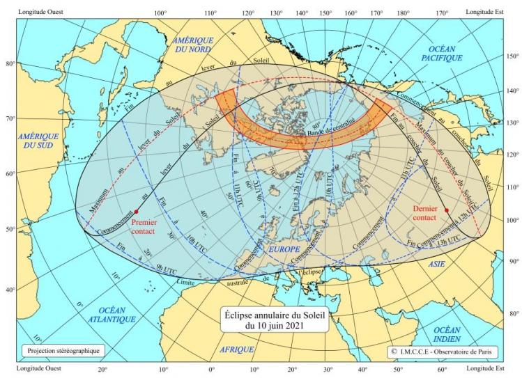 Eclipse solaire du 10 Juin 2021 (image IMCCE)