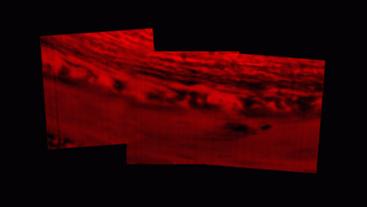 Image infrarouge de la zone d'impact de Cassini (image NASA)