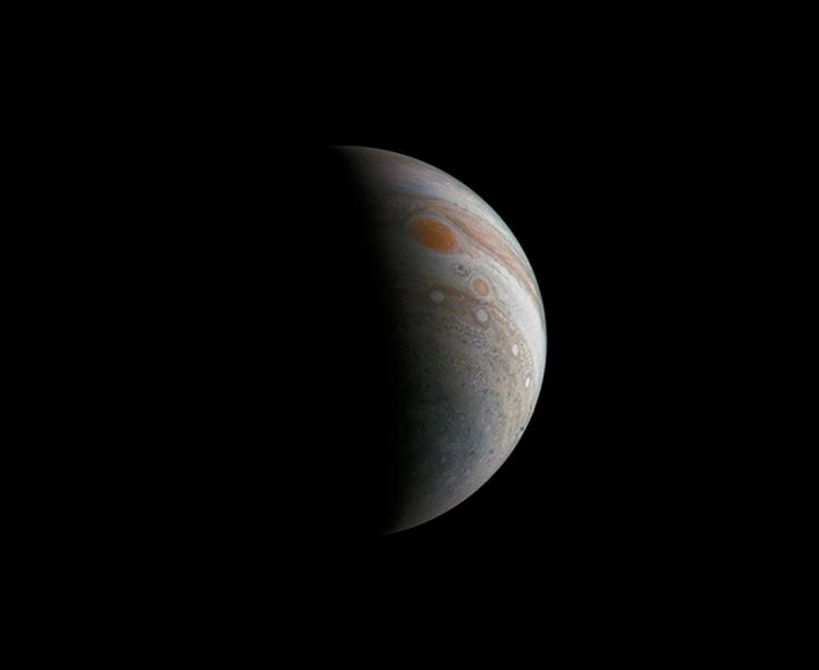 Jupiter avec la Grande Tache Rouge au centre (image NASA)