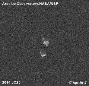 L'astéroïde 2014-JO25 photographié le 17 Avril par le télescope Arecibo (image NASA)