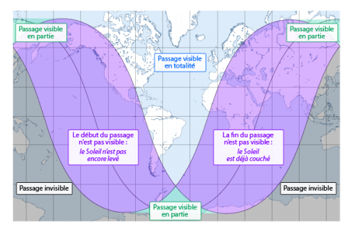 Visibilité du transit de Mercure (image IMCCE)