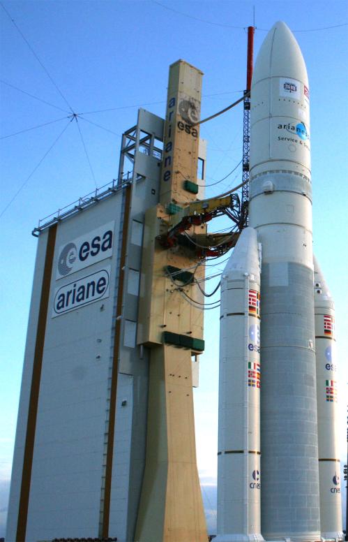 Ariane 5 sur son pas de tir (image Arianespace)
