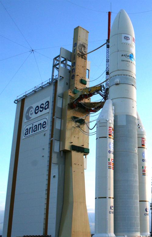 Ariane 5 sur son pas de tir (image Arianespace)