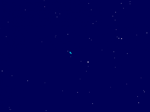 Position théorique de la comète par rapport à la photo précédente (image CDC)