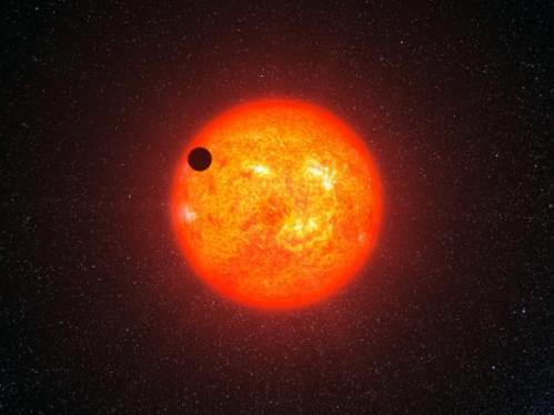 Représentation d'une exoplanète passant devant son soleil (image Google)