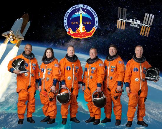 L'équipage de la mission STS-133 (image NASA)