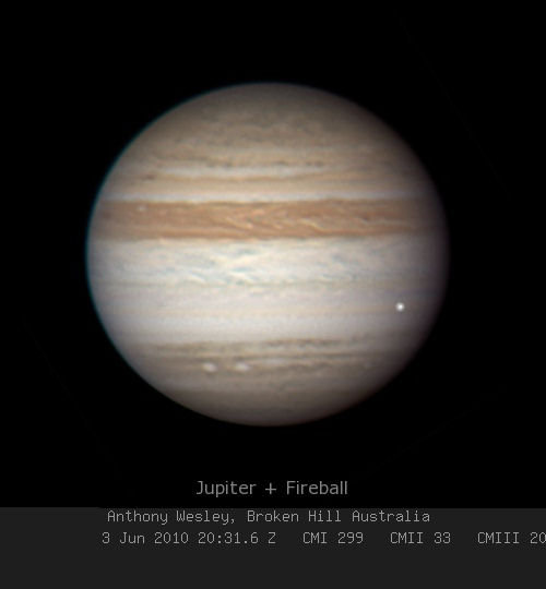 Impact sur Jupiter (image Anthony Wesley)