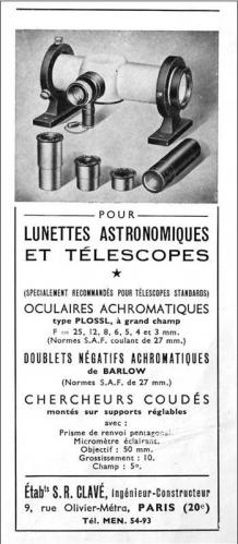 L'une des premières publicités Clavé astronomie - 1955 (image Clavé)