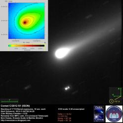La comète observée avec un télescope de 2 mètres de diamètre (image Ernesto Guido, Nick Howes et Martino Nicolini)