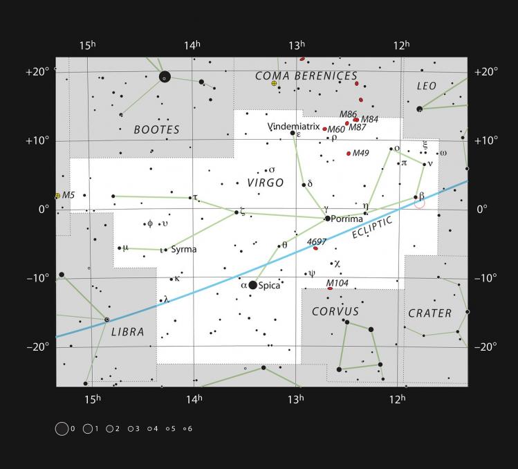 Localisation de l'étoile ROSS 128, dans le cercle rouge (image ESO)