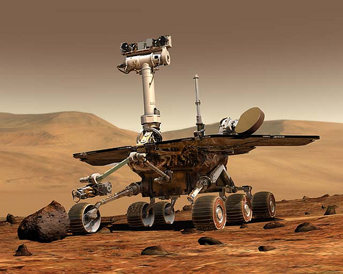 Vue d'artiste du rover Spirit (image NASA)