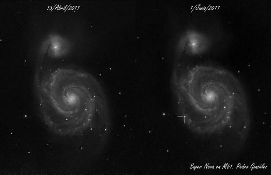 Comparaison avant/après l'apparition de la supernova...