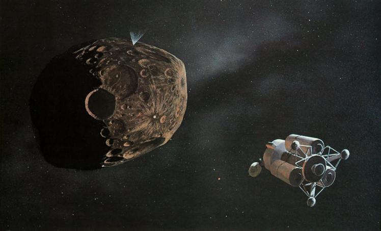 Exploration d'un astéroïde (image William Kenneth Hartmann)